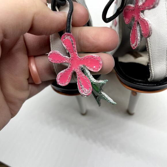 Sophia Webster Arty Party Paint Splatter Heel Tie Back Booties Size 7.5 - Picture 13 of 15